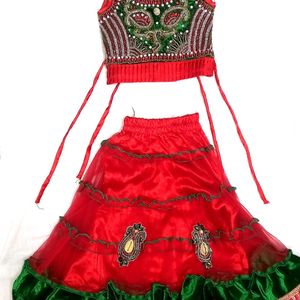 Red & Green Colored Beautiful Lehenga For Kids ♥️