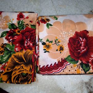 Floral Print Cotton Double Bed Sheet