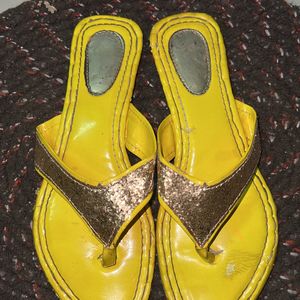 Sequin Yellow Ethnic Flat EU 39