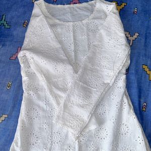 White Chikankari top