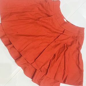 Korean Red Layered Mini Skirt