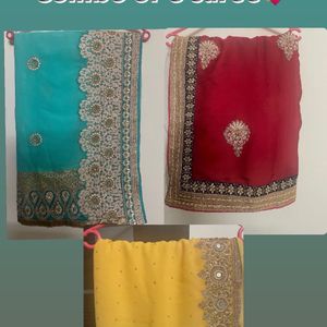 Combo Of 3 Heavy Saree /karwachauth Special