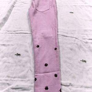 Flower Design Jeans