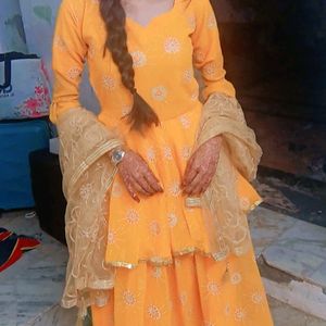 Round Kurti With Skirt Haldi Dress