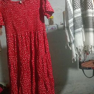 Red Knee Length Dress