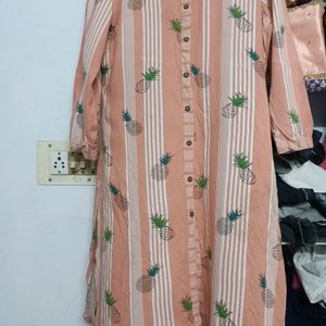 Peach Colour Straight Kurta