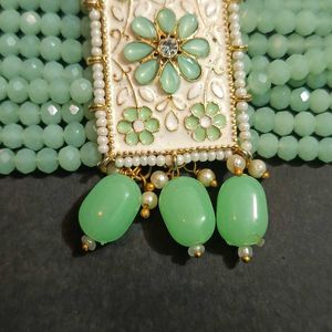 Beautiful Sea Green Necklace With Maang Tika