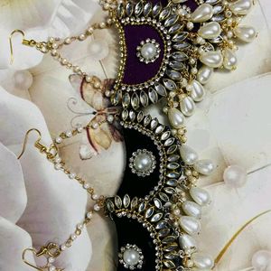 New Party Wear Earrings Colour Black & Purple