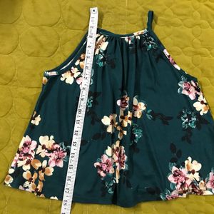 halter neck green floral top