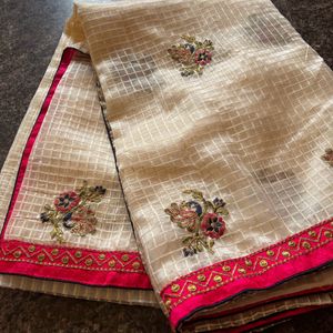 White Tissue Saree