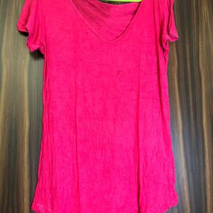 Slim Pink Stretchable Tshirt