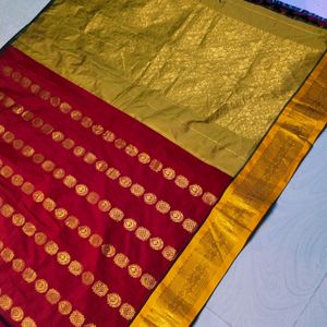 Red Colour Gadwal Design Saree