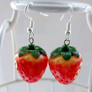 Strawberry Earrings Kawai Retro