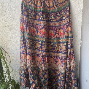 Traditional Boho Maxi Skirt (Navy Blue)