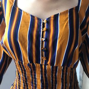 Casual Striped Women Yellow Top