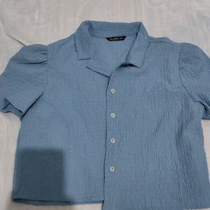 Zudio Fancy Blue Crop Shirt