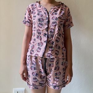 Pink Nutella Nighty Suit, Size : S
