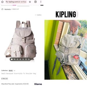 Kipling Small Nylon Backpack with Monkey Charm