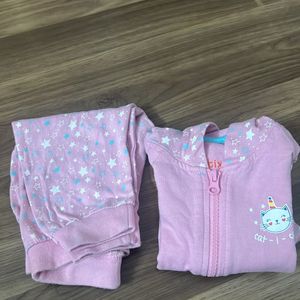 Pink Stars Hoodie Pant Set- Cotton