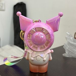 Hand Fan Robo Bunny Ombre Pink With Keychain