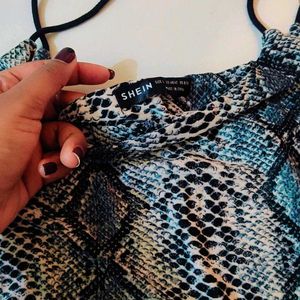 Snake Print Tube Top With Noodle Strap