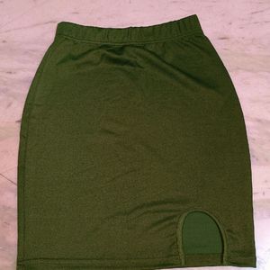 Olive Green Slit Skirt