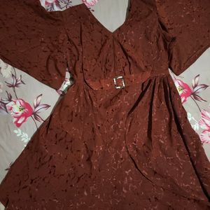 Beutiful Brown 🤎 Printed Party Wear Dress 👗