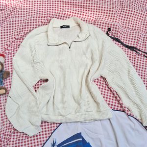 Printerest Knit Half Zipup Sweater