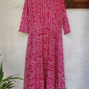 💓 Pink Anarkali Kurta with Side Dori