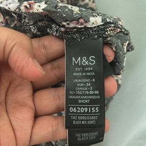 M&S Black Floral Dress