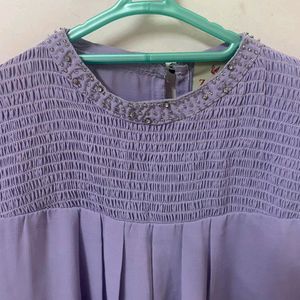 Lavender Top With Beaded Details On Neckline