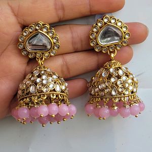 Light Pink Kundan Jhumka Set No.9