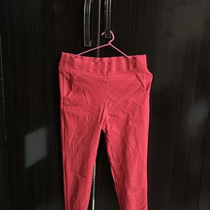 Red Trousers With Adjustable Waist