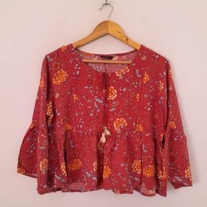 Rust Color Printed Top (Women's)