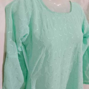 Green Kaftan Kurti With Cutting Sleeves