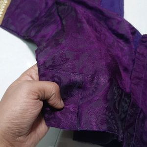 Purple Gold Border Stiched Blouse