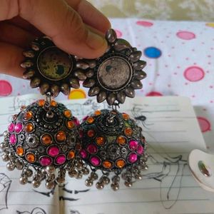 Oxidised Silver 💛💓 Jhumka