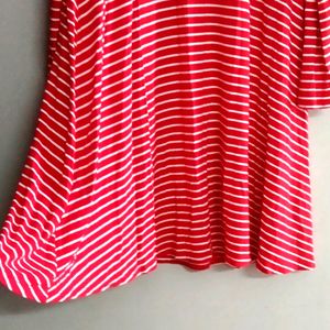 Full Sleeve Red Stripped Loose Fit Dress ❤️👗