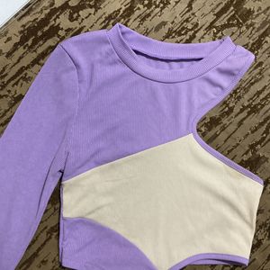 one shoulder crop top lavender