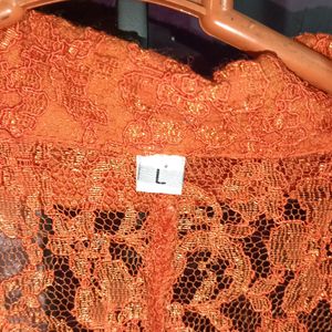 Orange Colour Net Jacket (L)