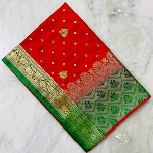 Banarasi Satin Silk Saree With Embroidery Work