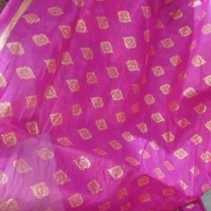 Women Printed Pink Dupatta