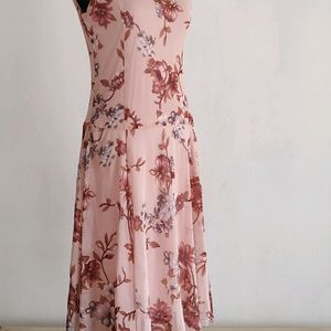 Y2k Vintage Pink Floral Sheer Dress