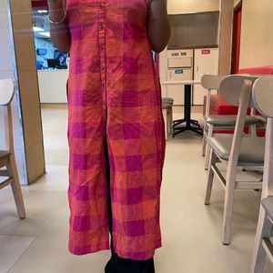 ANOUK Pink & Orange Checked Kurta