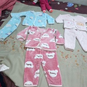 6-12 Months Baby Winter Wear Combo Of 3 Dresses