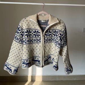 Snowflake Knitted Double Zipper Cardigan ❄️