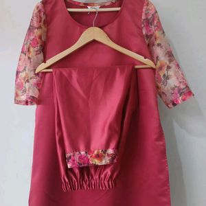 Customised Satin and Organza fabric Kurta Set