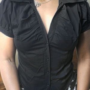 Office siren ruched black shirt (UNUSED)