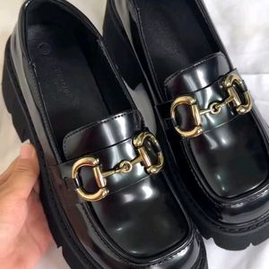 Chain Detailed Black Chunky Loafers ✨🖤