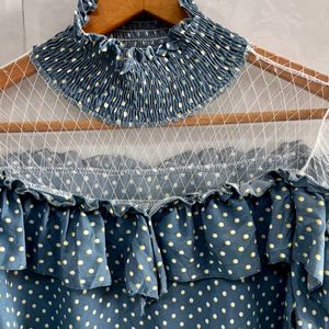 Women’s Blue Polka Dot Top